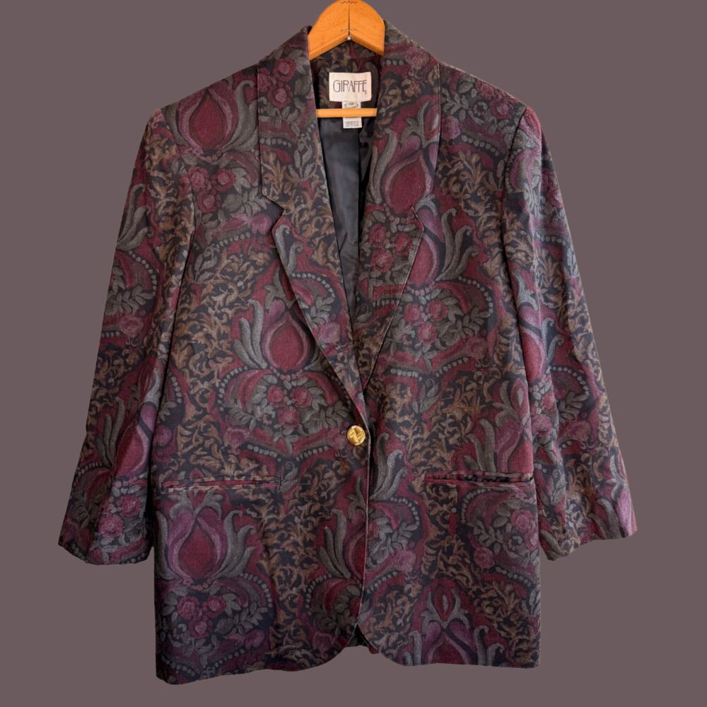 Vintage Giraffe Floral Lined Blazer